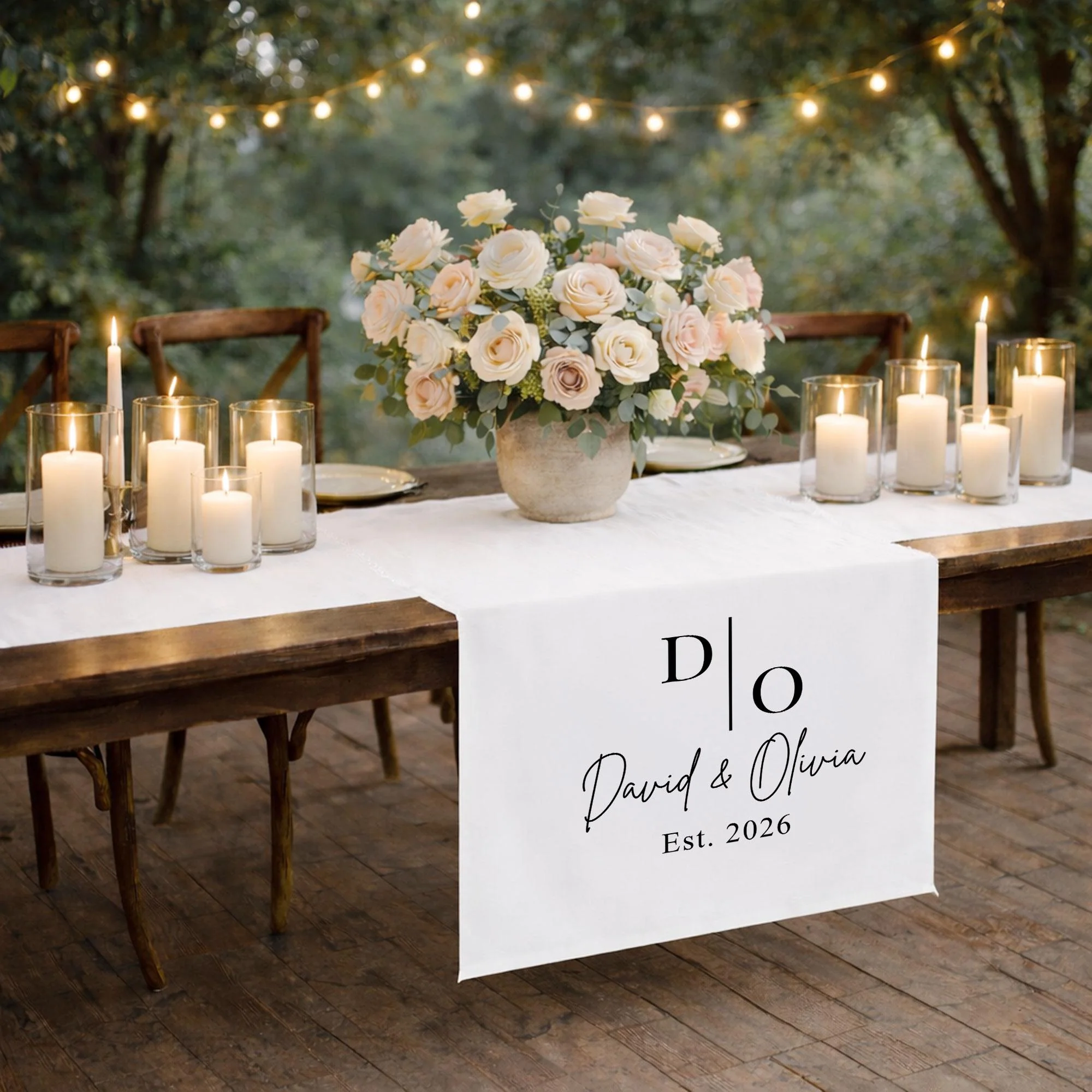Personalized Wedding Table Runner with Monogram, Sweetheart Table Decor - Image 7