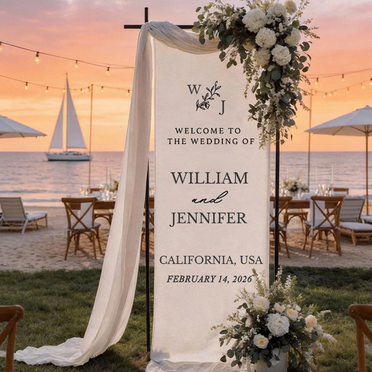 Personalized Wedding Welcome Sign, Custom Wedding Signs，Wedding banner - Image 6