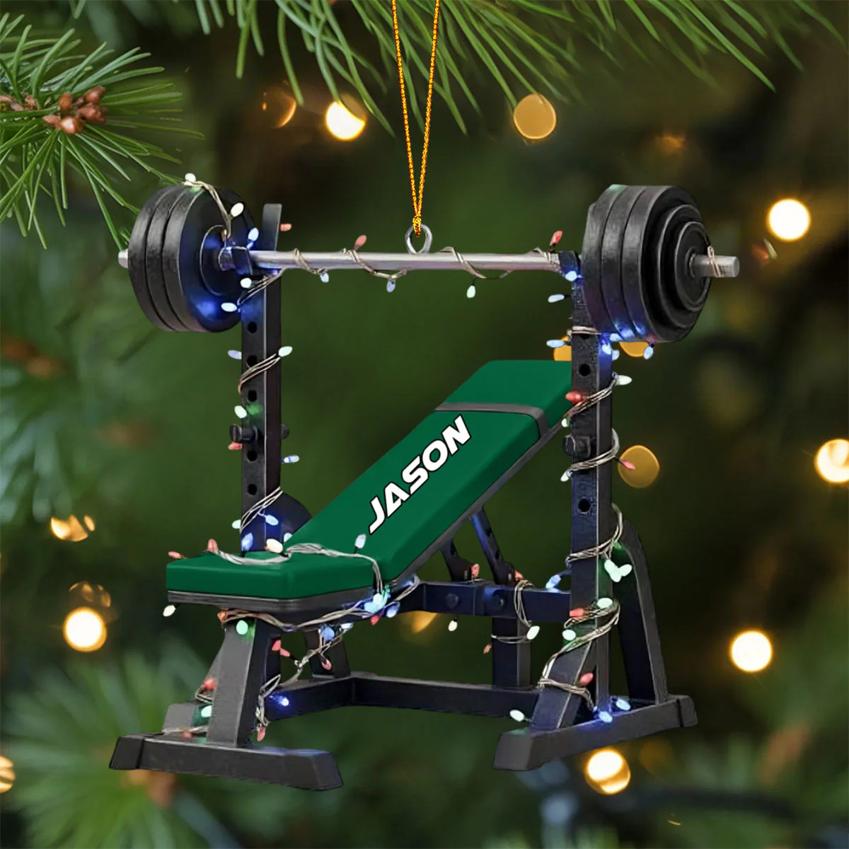 Personalized Weight Bench Christmas Ornament - Image 2