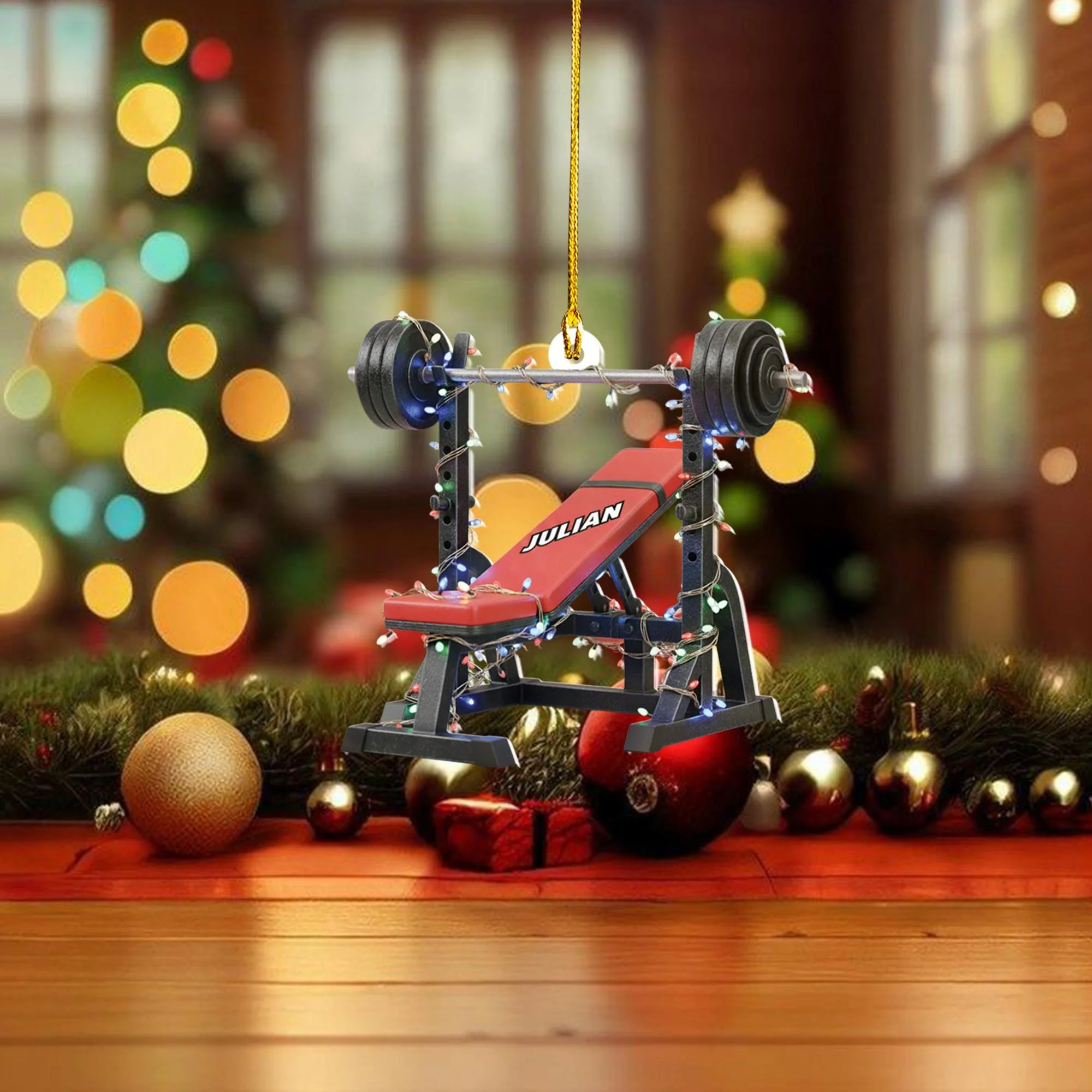 Personalized Weight Bench Christmas Ornament - Image 3