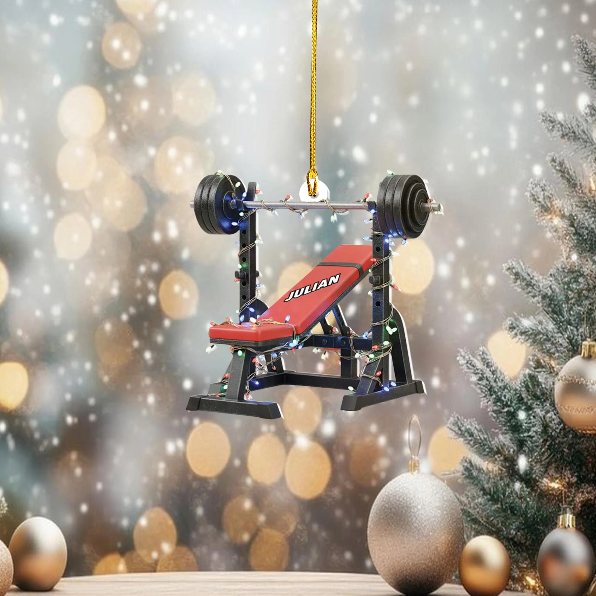 Personalized Weight Bench Christmas Ornament - Image 4