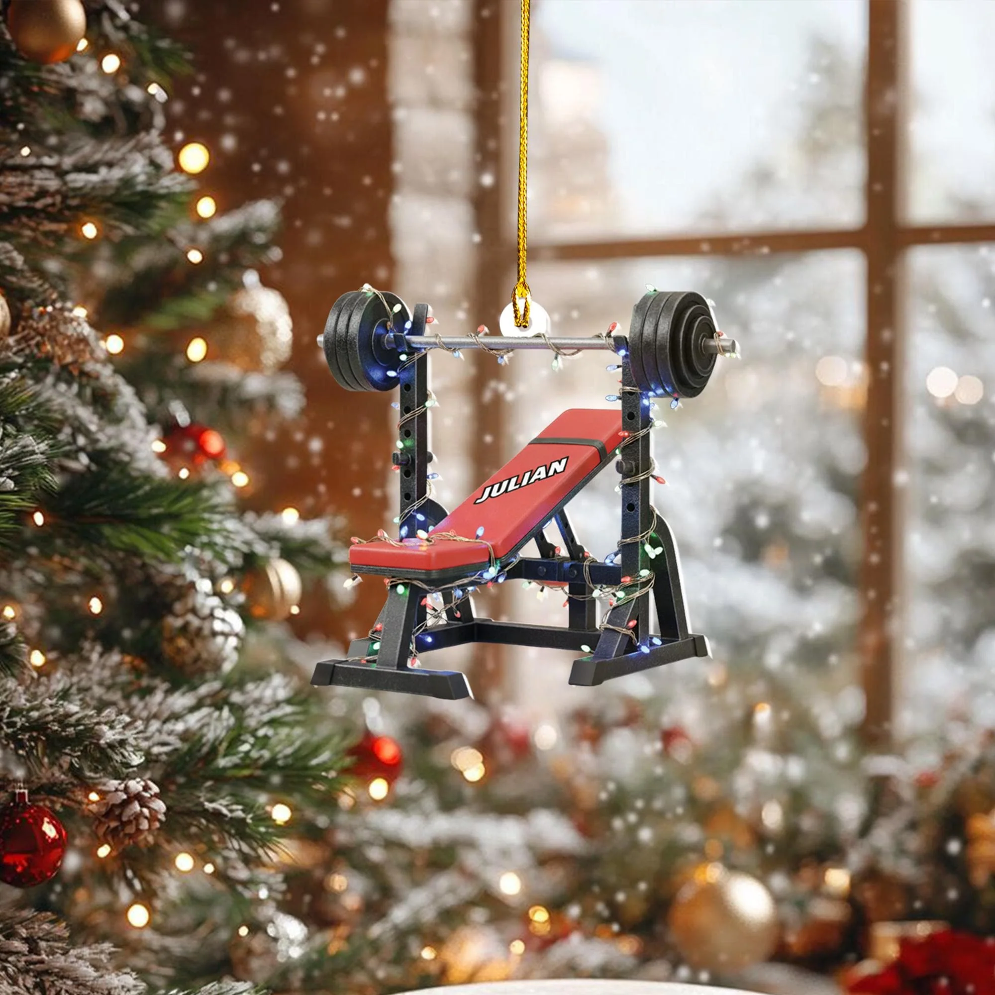 Personalized Weight Bench Christmas Ornament - Image 5