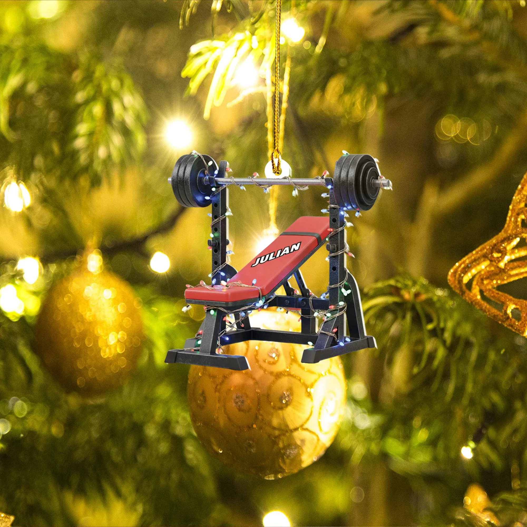Personalized Weight Bench Christmas Ornament - Image 6