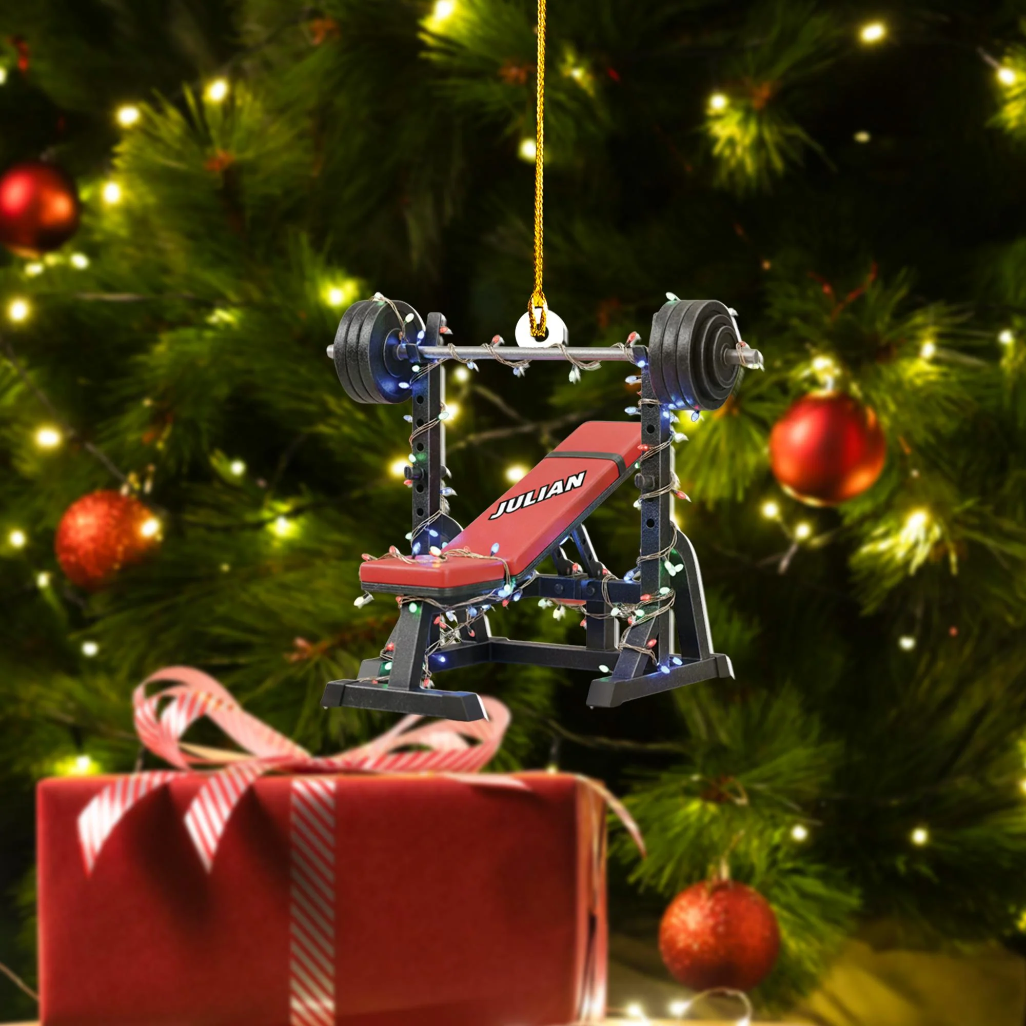 Personalized Weight Bench Christmas Ornament - Image 7