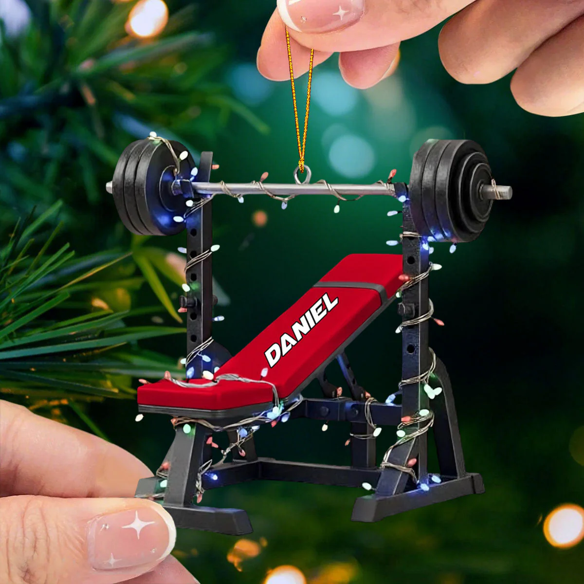 Personalized Weight Bench Christmas Ornament - Image 8