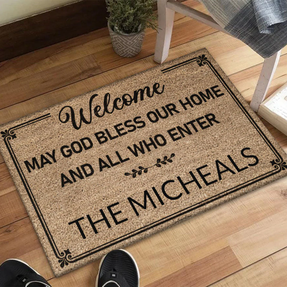 Personalized welcome may God bless our home and all who enter Doormat - Image 4