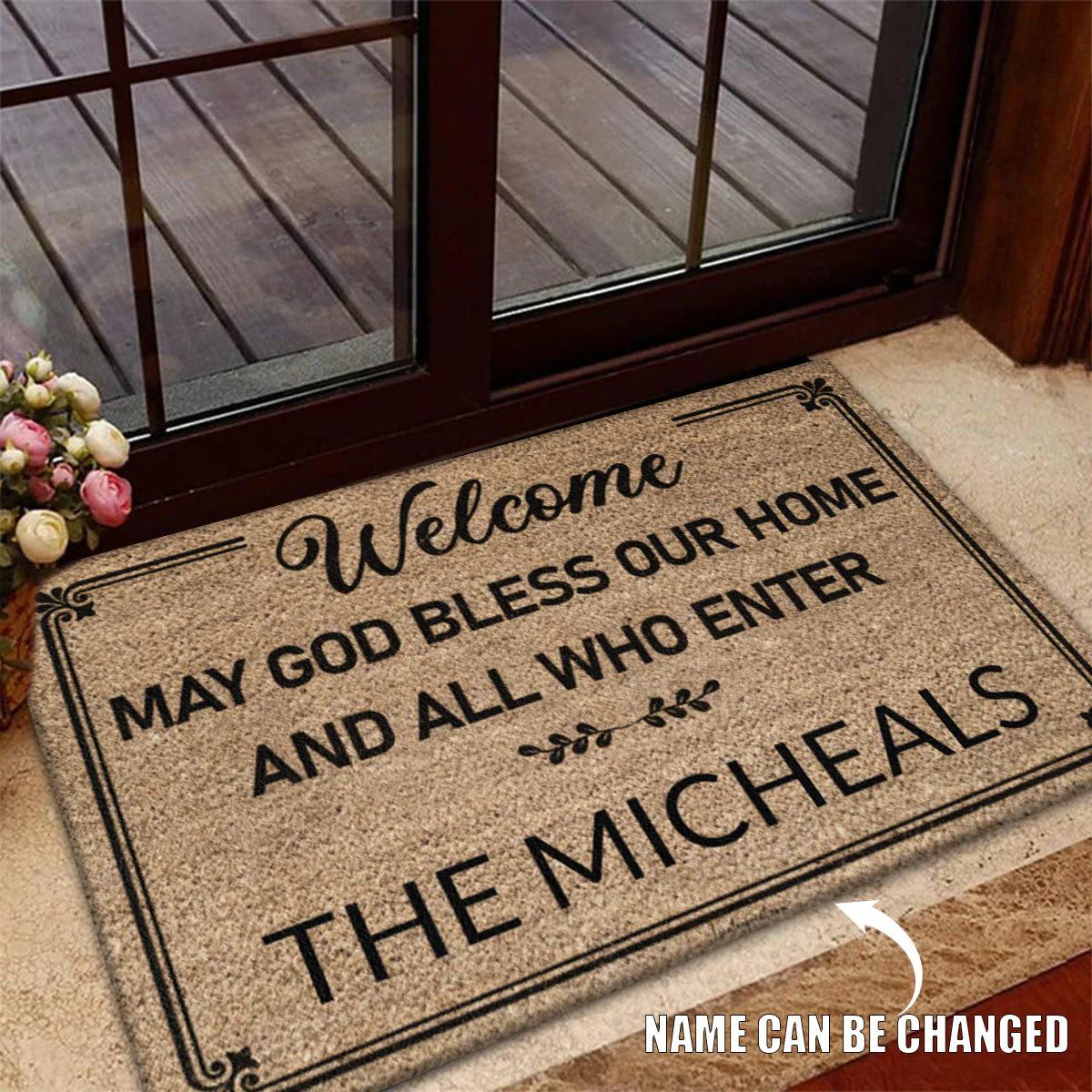 Personalized welcome may God bless our home and all who enter Doormat - Image 5