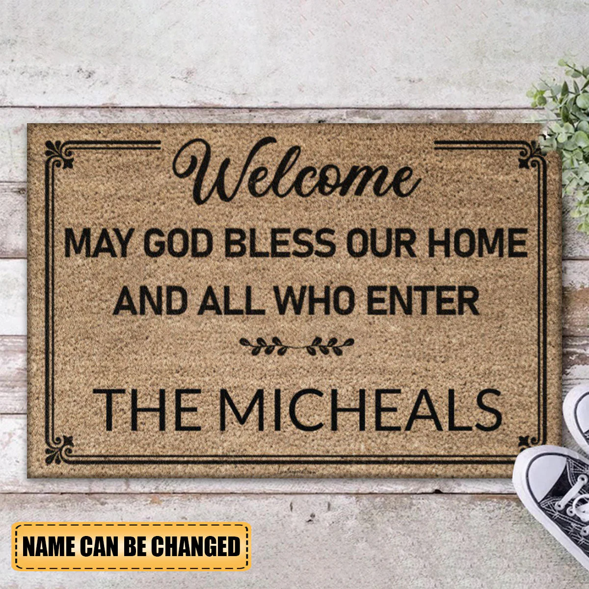 Personalized welcome may God bless our home and all who enter Doormat - Image 6