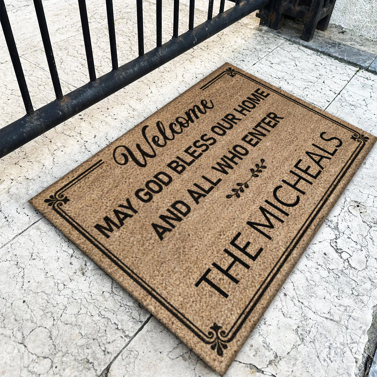Personalized welcome may God bless our home and all who enter Doormat - Image 7