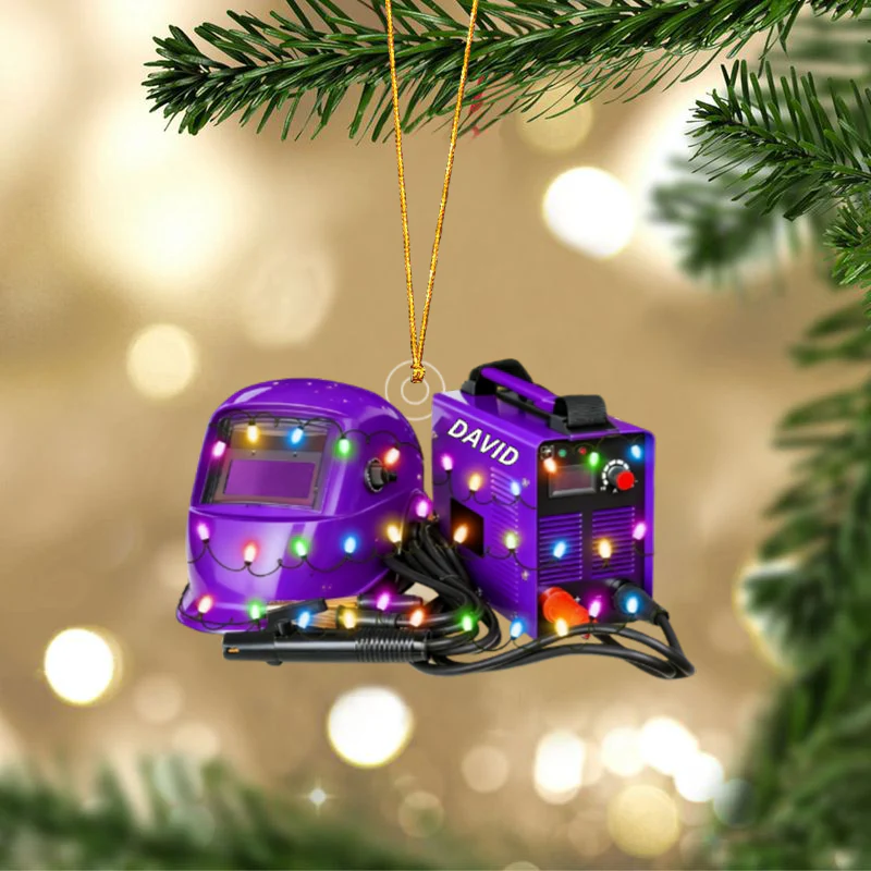 Personalized Welder Ornament Helmet And Gloves Christmas Ornament for Welders - Image 2