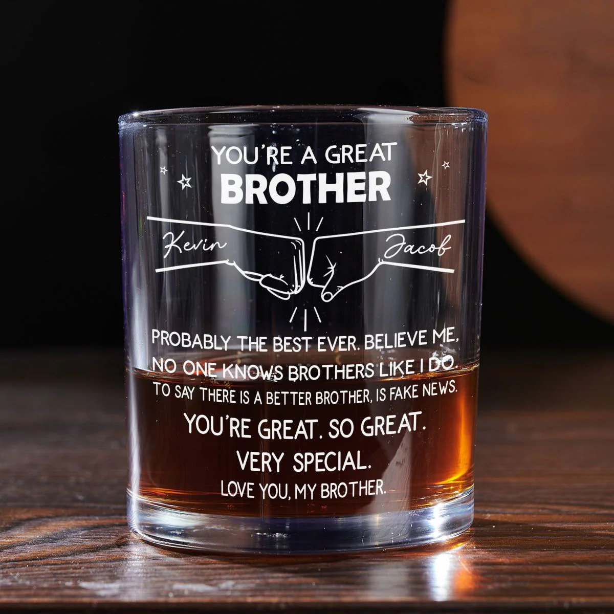 Personalized Whiskey Glass Gift for Brother - Thanks For Being My Brother - Image 5