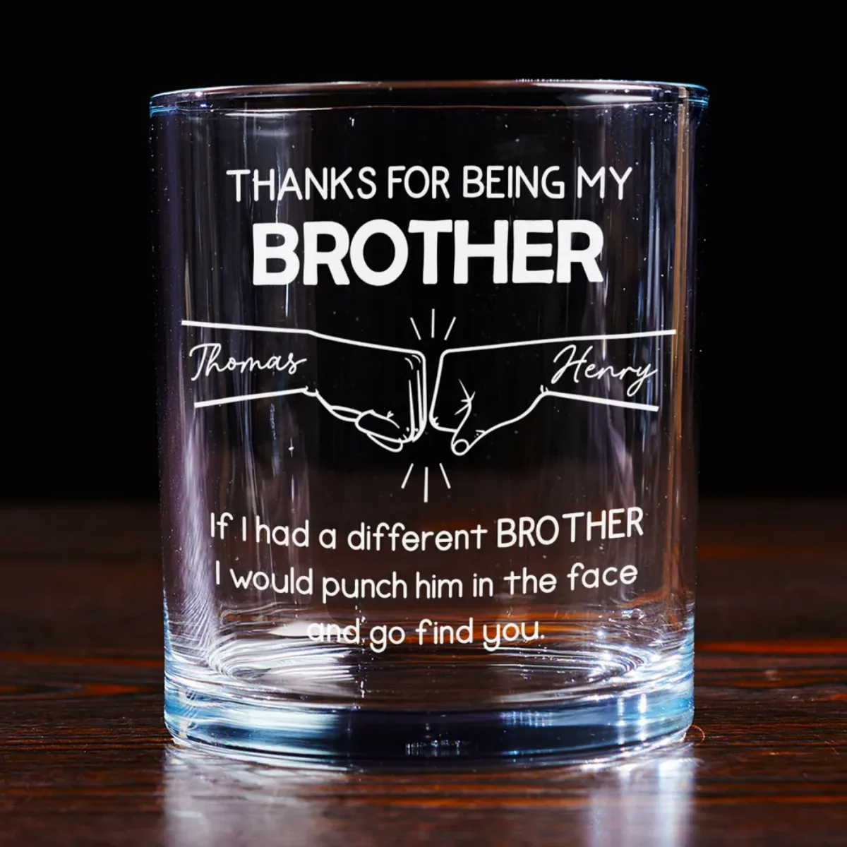 Personalized Whiskey Glass Gift for Brother - Thanks For Being My Brother - Image 8