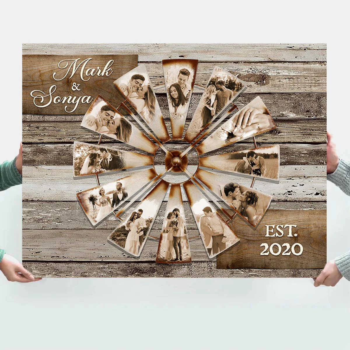 Personalized Windmill Poster Wall Decor Collage, Gifts For Couples Anniversary - Image 2