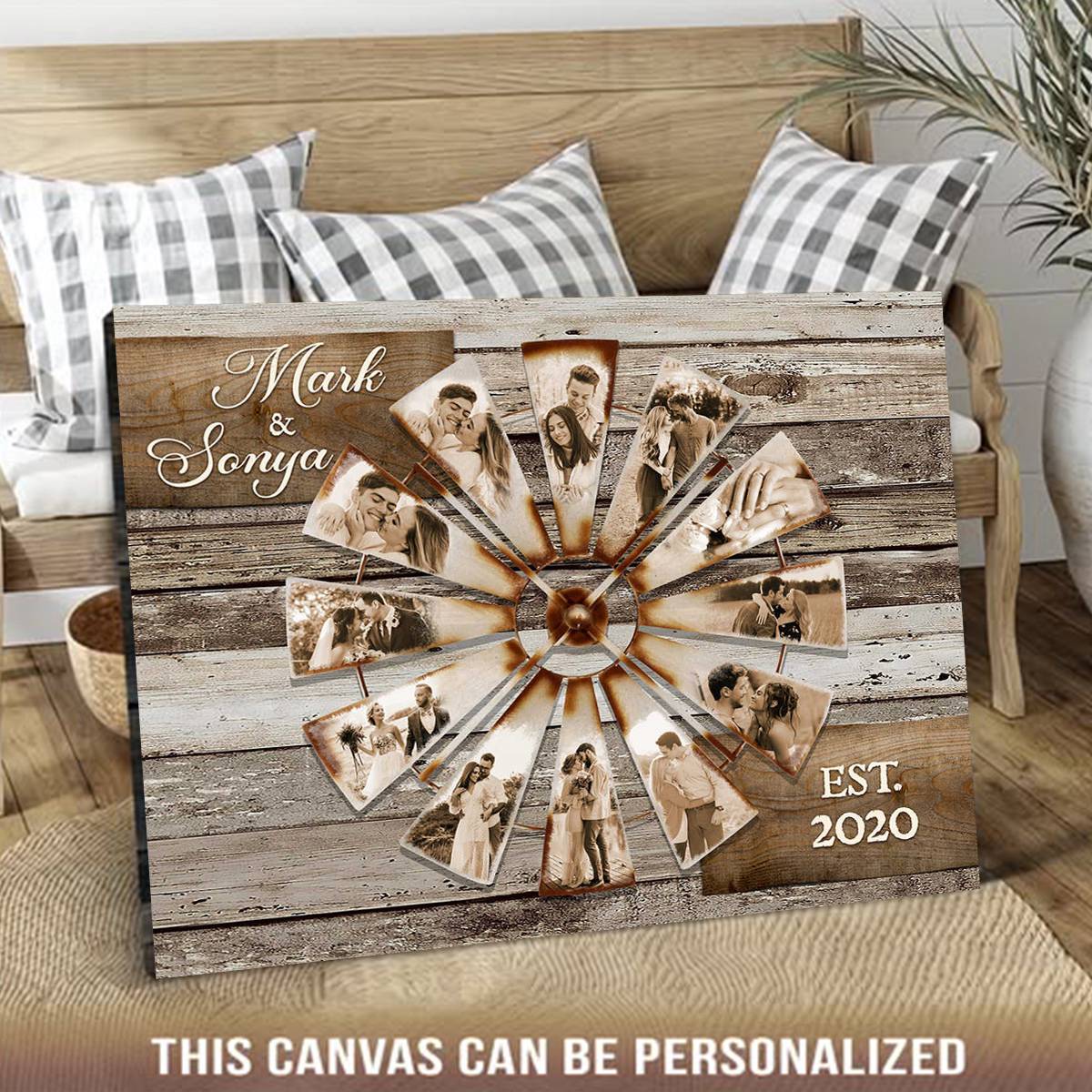 Personalized Windmill Poster Wall Decor Collage, Gifts For Couples Anniversary - Image 3