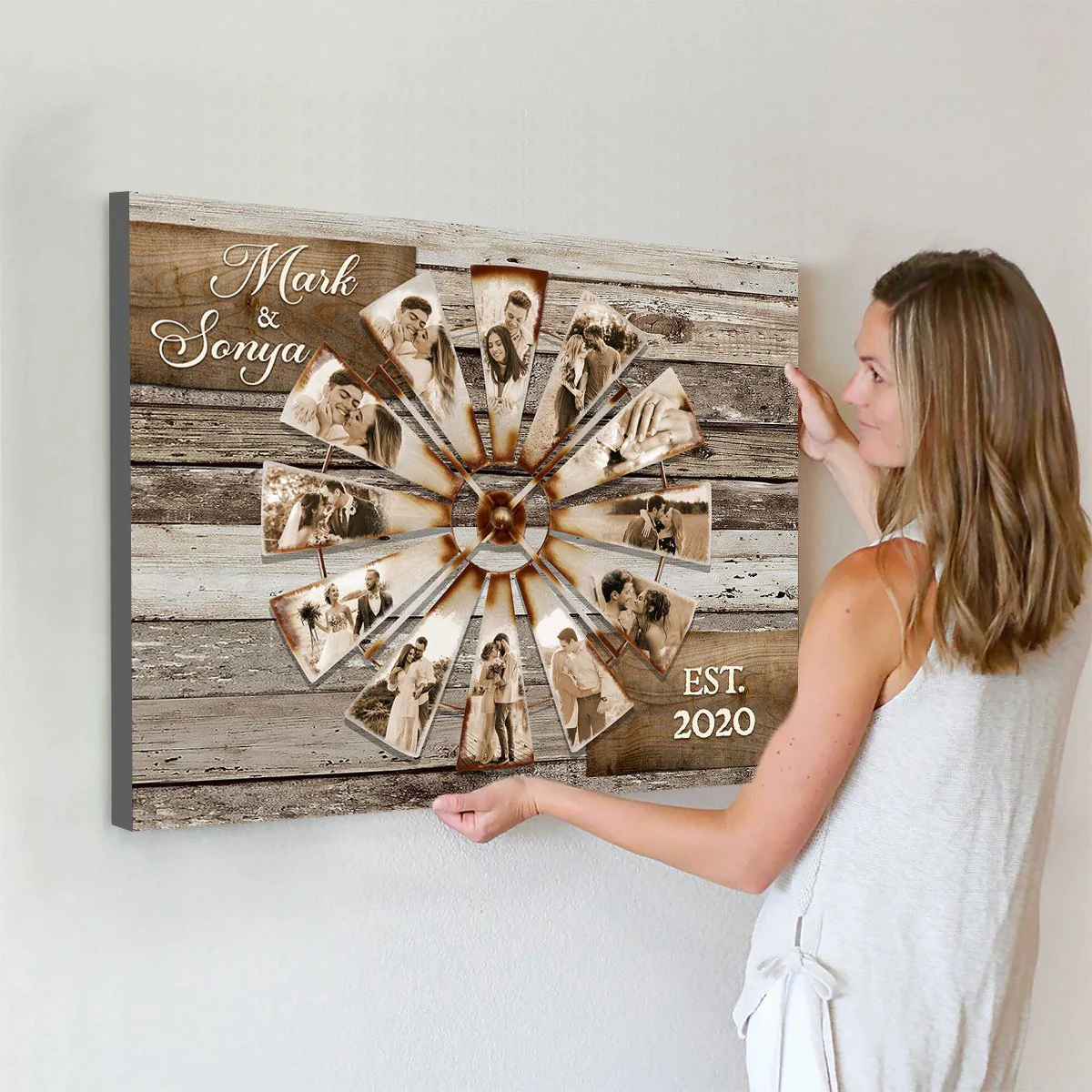 Personalized Windmill Poster Wall Decor Collage, Gifts For Couples Anniversary - Image 4