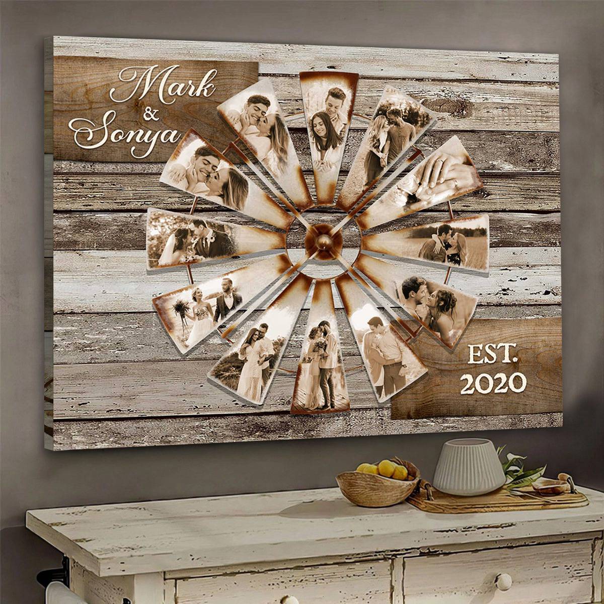 Personalized Windmill Poster Wall Decor Collage, Gifts For Couples Anniversary - Image 5