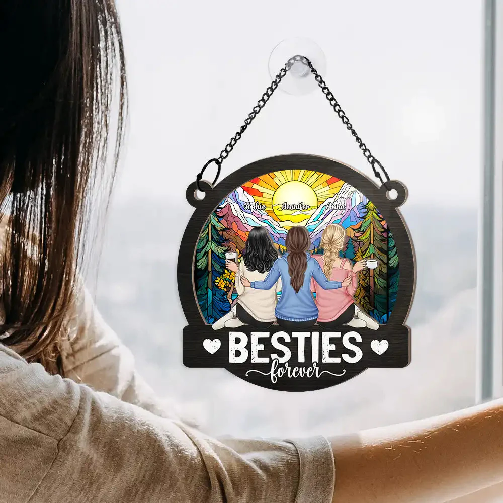 Personalized Window Hanging Suncatcher Ornament - Besties Forever Sitting Together - Image 3