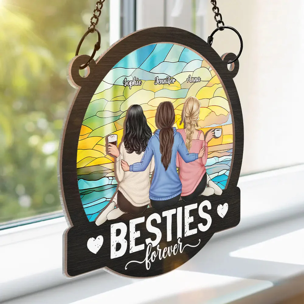 Personalized Window Hanging Suncatcher Ornament - Besties Forever Sitting Together - Image 4