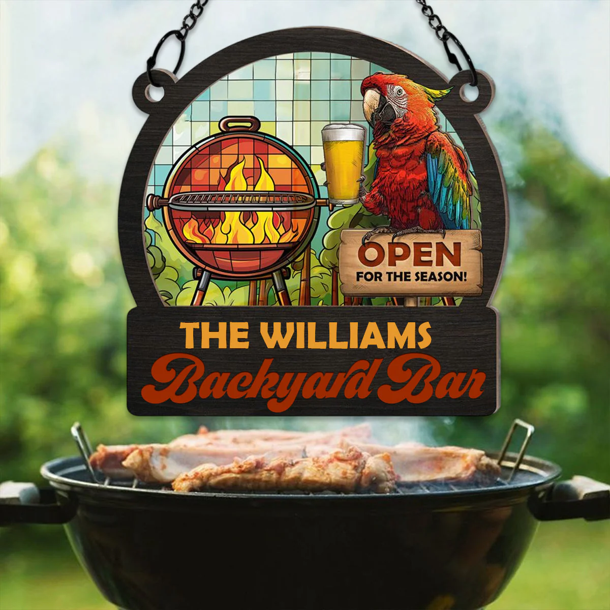 Personalized Window Hanging Sunshade Ornament - Open For The Season For Barbecue, Beer - Image 3