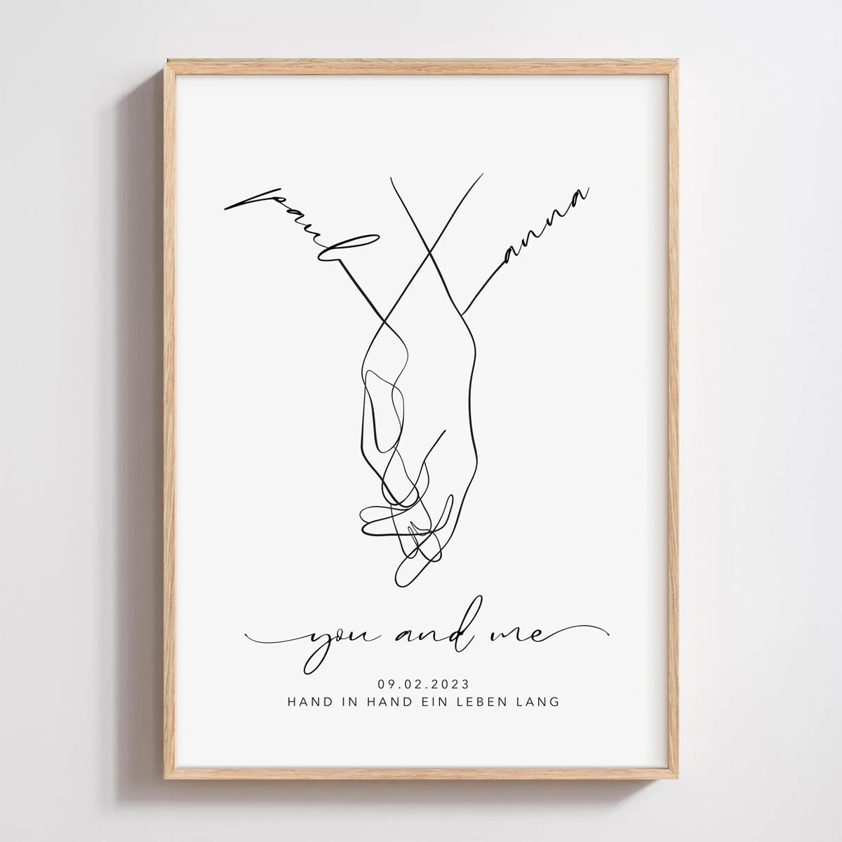 Personalized with name date canvas,hand in hand bride and groom,Wedding gift - Image 3