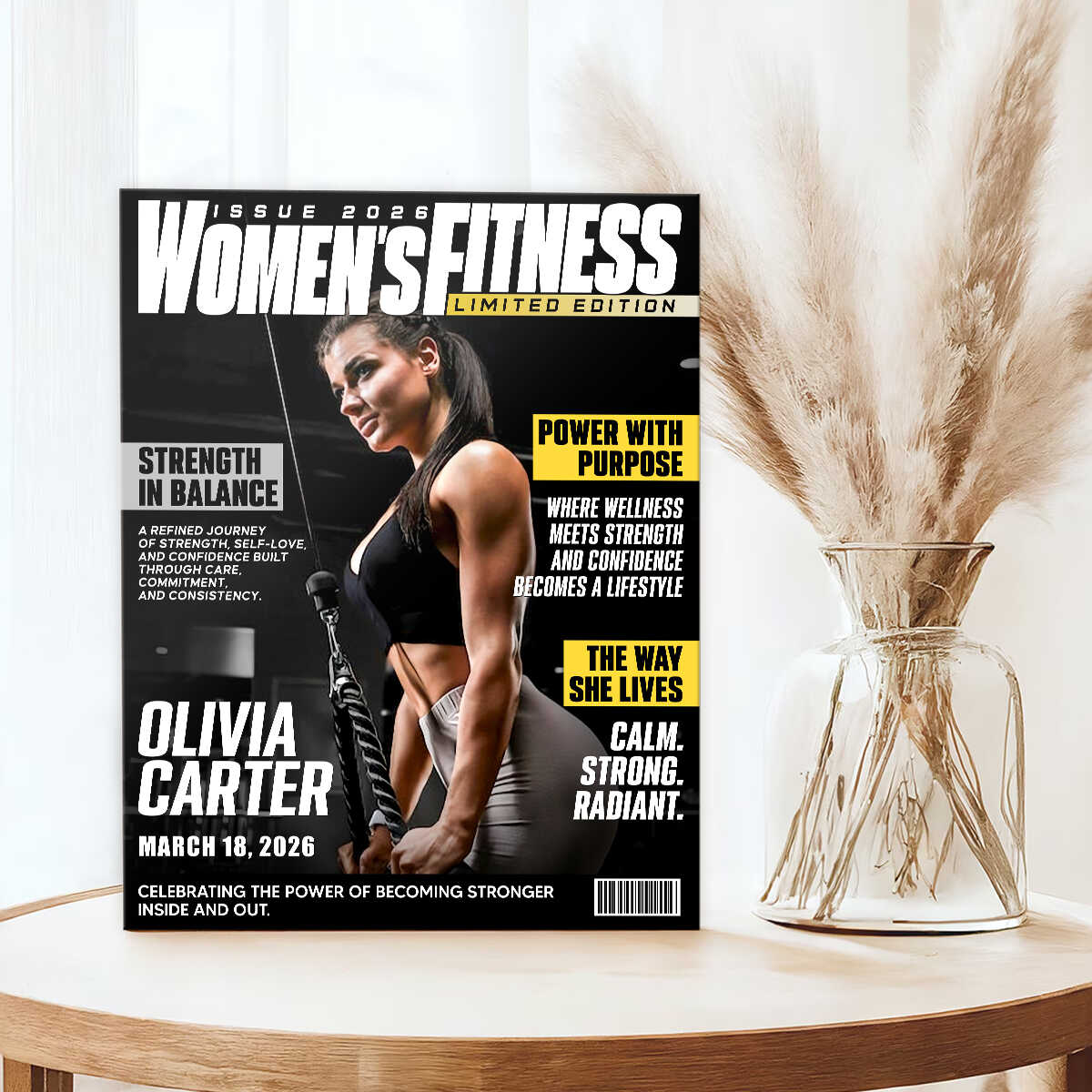 Personalized Women Fitness Magazine Cover, Custom Workout Photo Canvas - Image 2