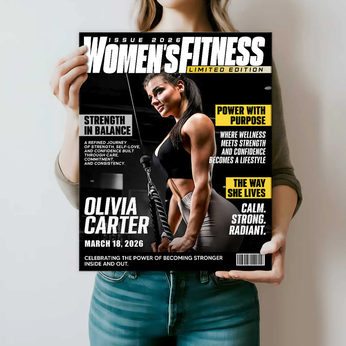 Personalized Women Fitness Magazine Cover, Custom Workout Photo Canvas - Image 3