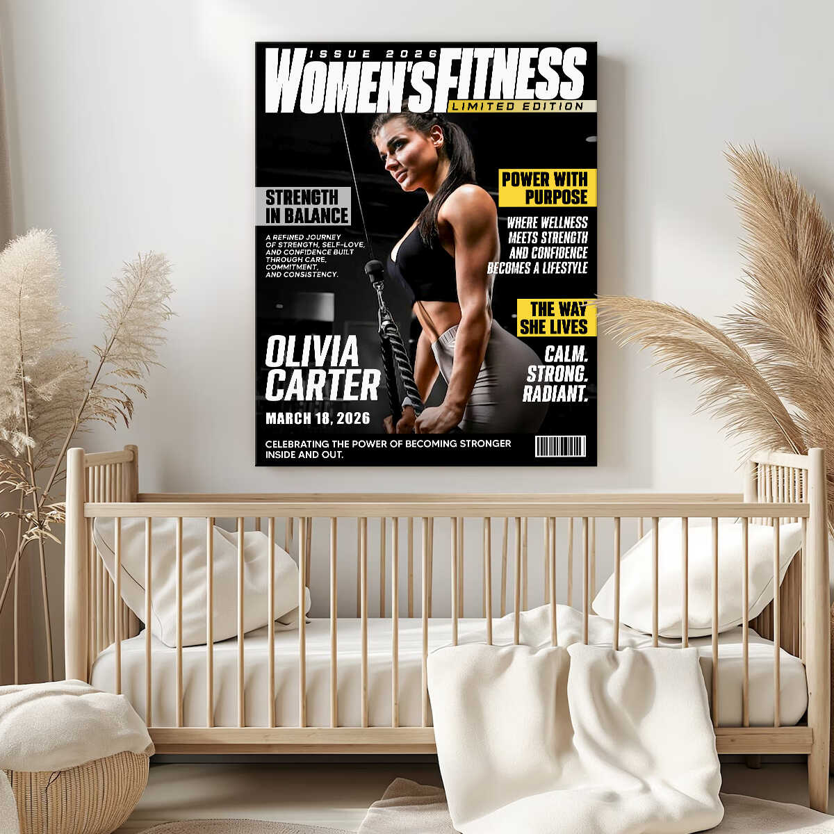 Personalized Women Fitness Magazine Cover, Custom Workout Photo Canvas - Image 5
