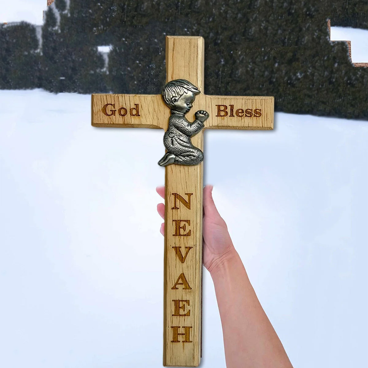 Personalized Wood Cross-Bless For Boys and Girls - Image 4
