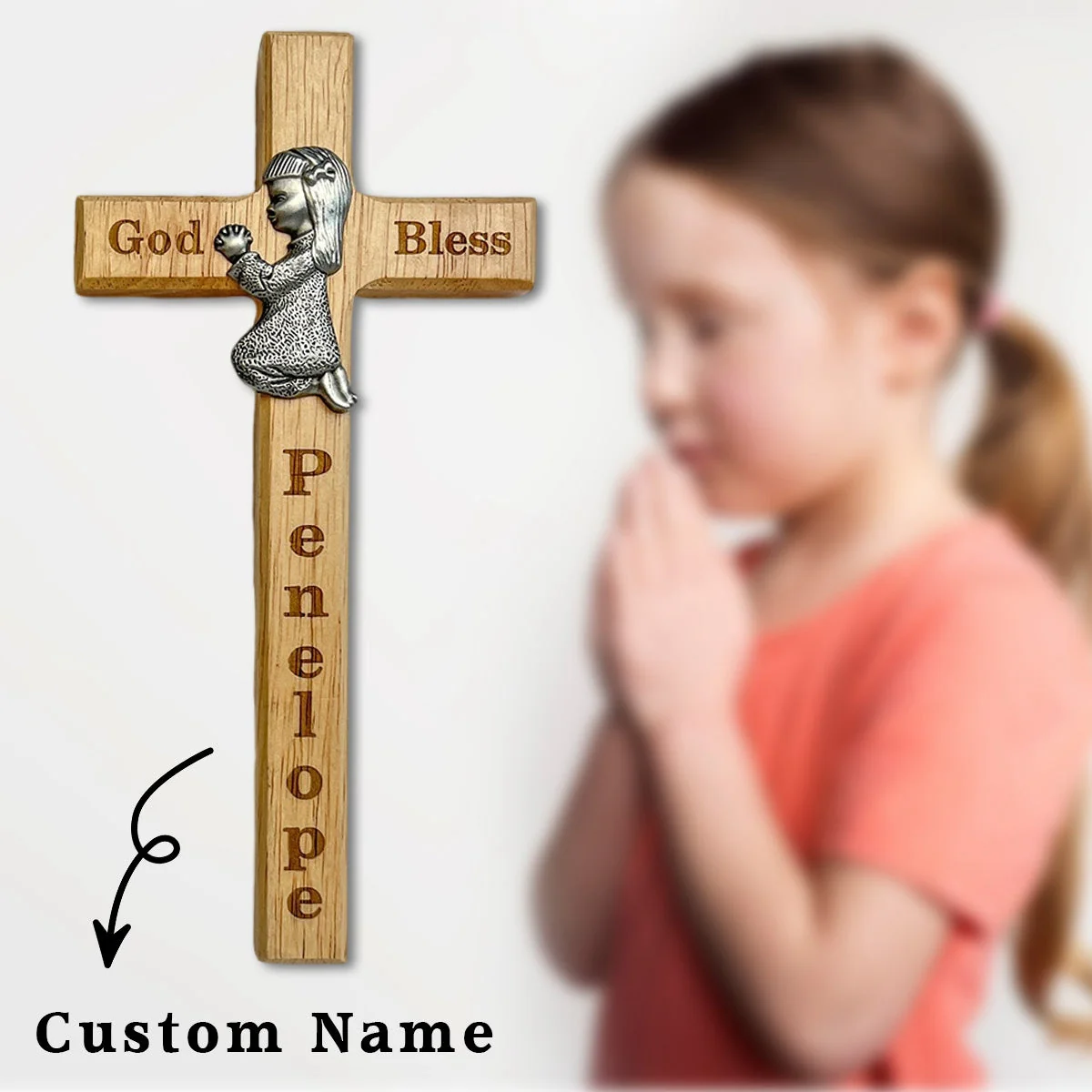 Personalized Wood Cross-Bless For Boys and Girls - Image 7