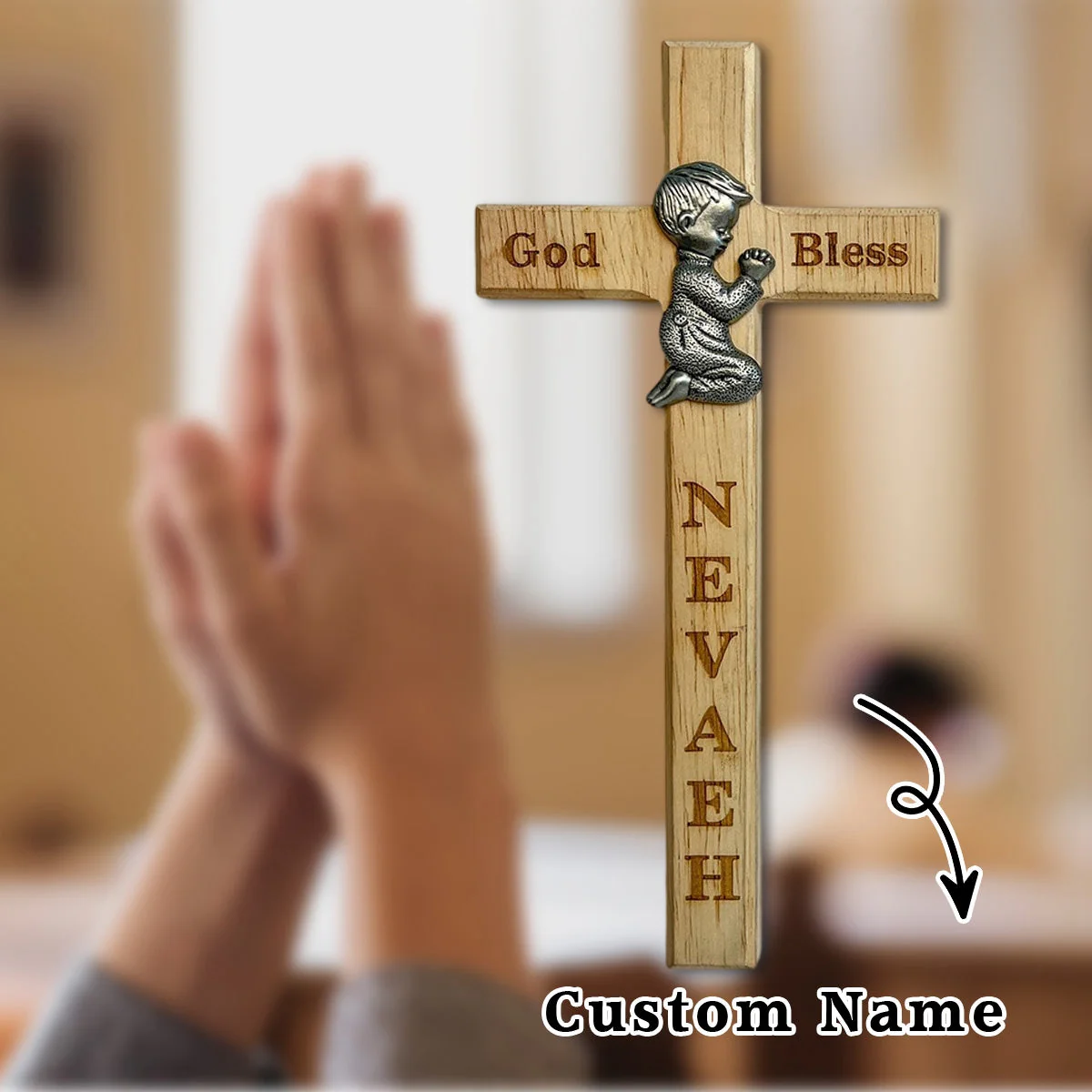 Personalized Wood Cross-Bless For Boys and Girls - Image 8