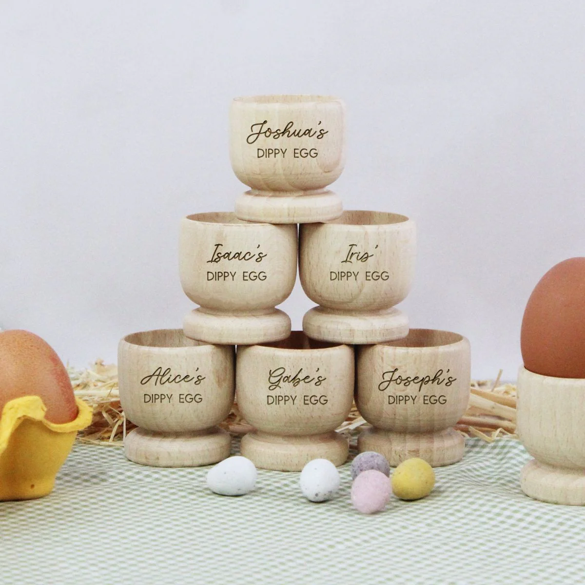 Personalized Wooden Egg Cup with Any Name, Easter Gift for Kids - Image 2
