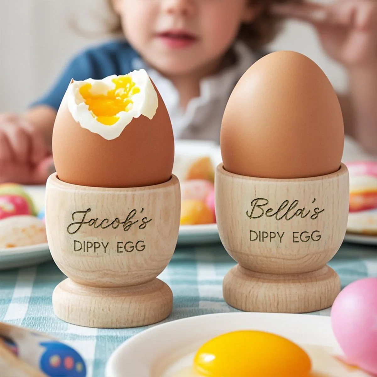 Personalized Wooden Egg Cup with Any Name, Easter Gift for Kids - Image 3