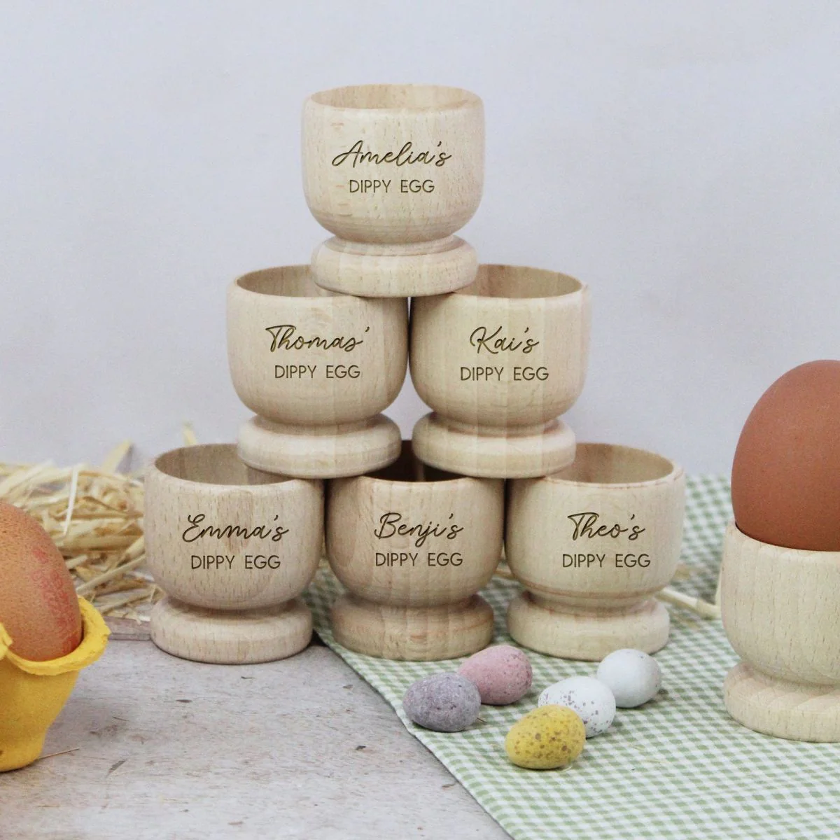 Personalized Wooden Egg Cup with Any Name, Easter Gift for Kids - Image 8