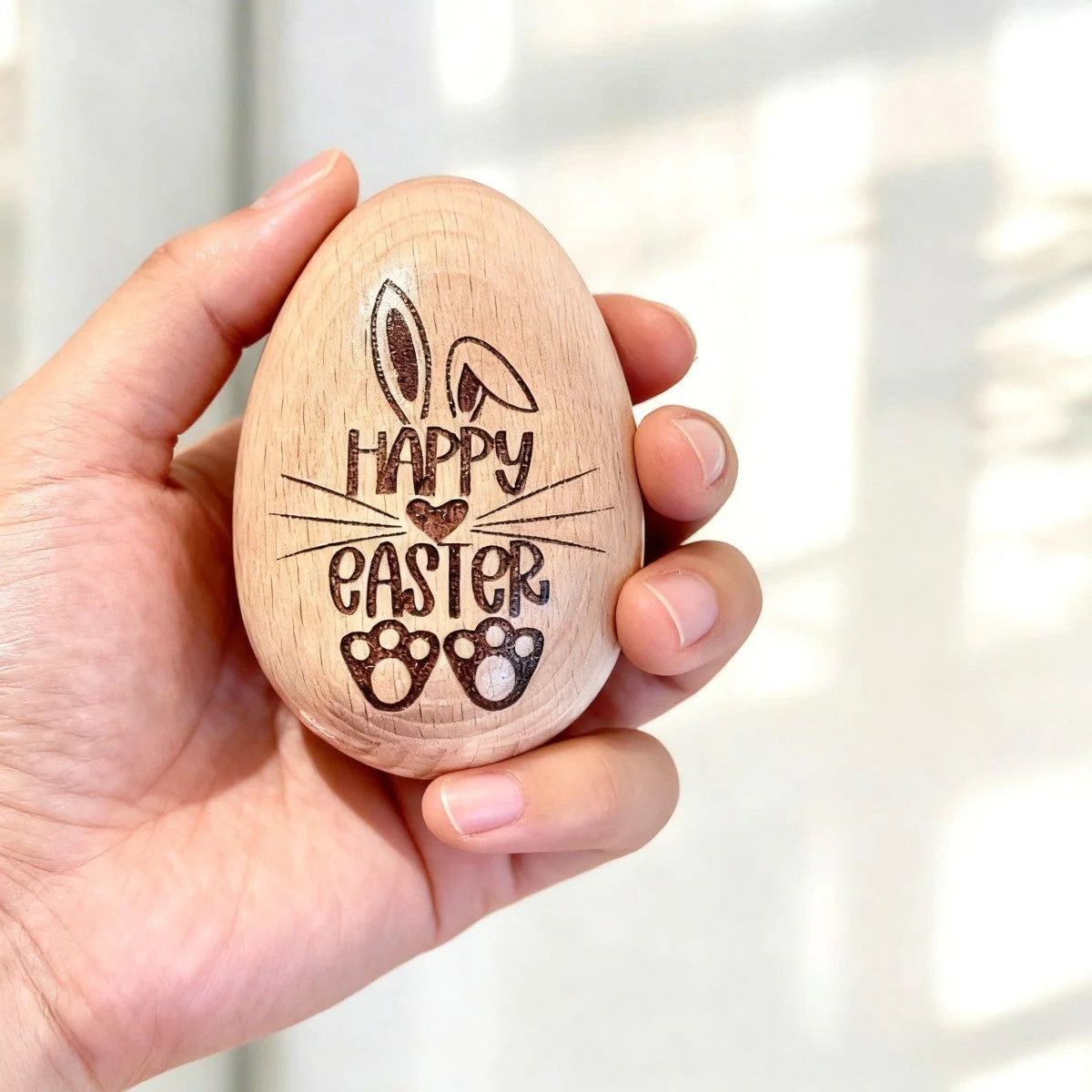 Personalized Wooden Egg Shaker | Engraved Baby Egg| Easter Basket Filler | My 1st Easter - Image 2