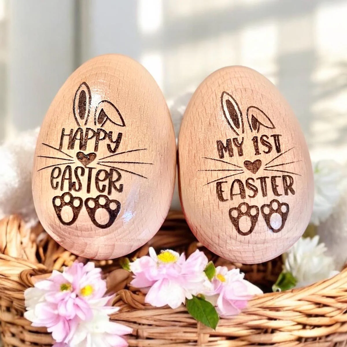 Personalized Wooden Egg Shaker | Engraved Baby Egg| Easter Basket Filler | My 1st Easter - Image 3