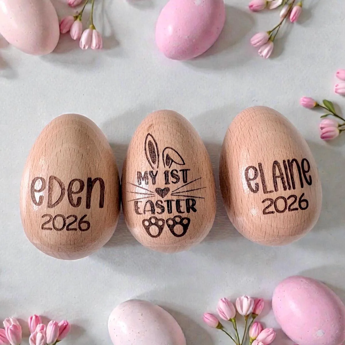 Personalized Wooden Egg Shaker | Engraved Baby Egg| Easter Basket Filler | My 1st Easter - Image 4