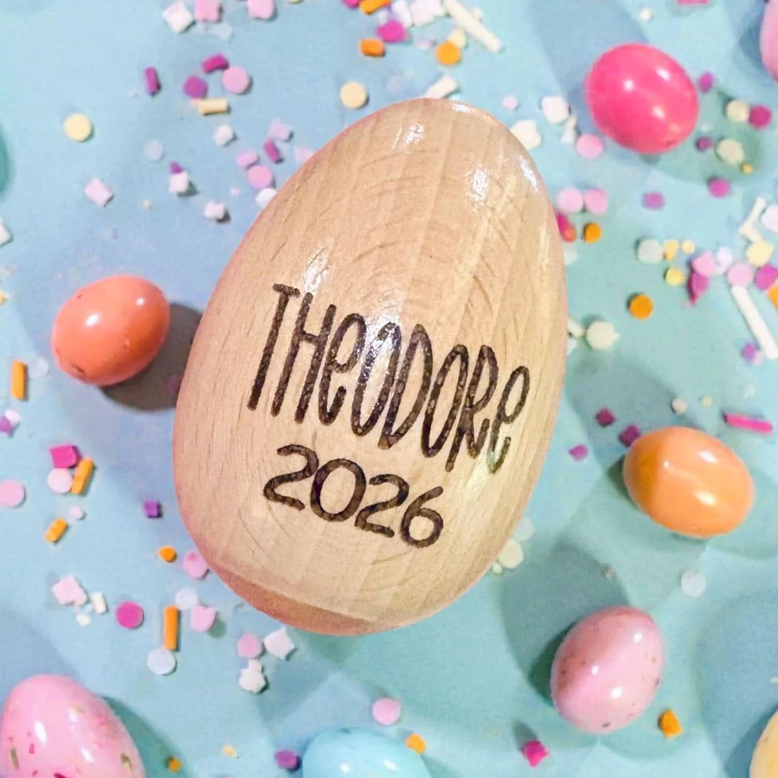 Personalized Wooden Egg Shaker | Engraved Baby Egg| Easter Basket Filler | My 1st Easter - Image 5
