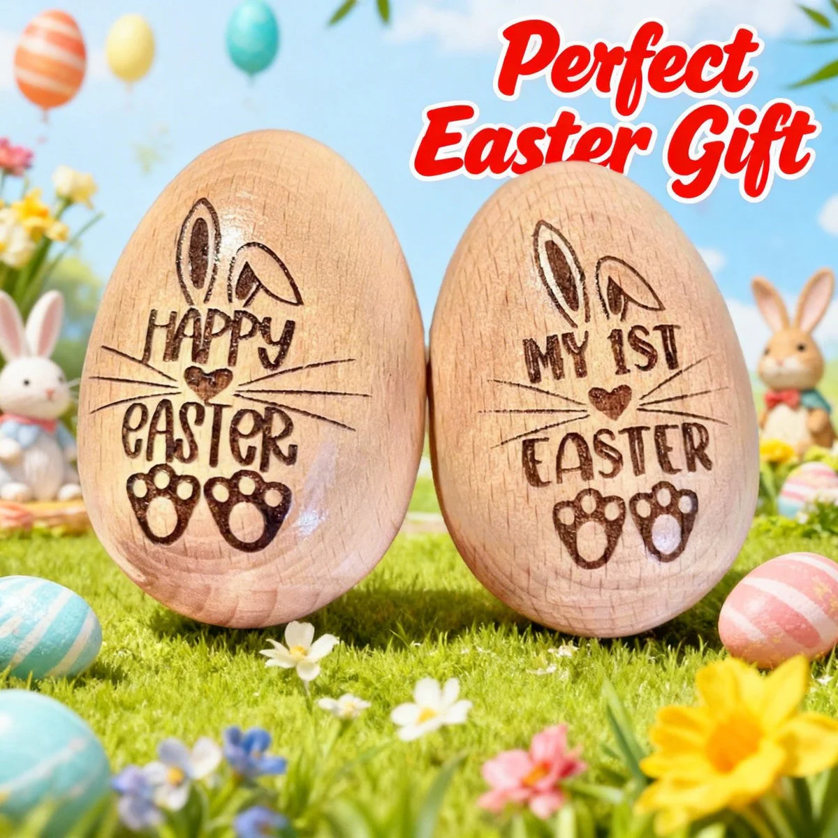 Personalized Wooden Egg Shaker | Engraved Baby Egg| Easter Basket Filler | My 1st Easter - Image 6