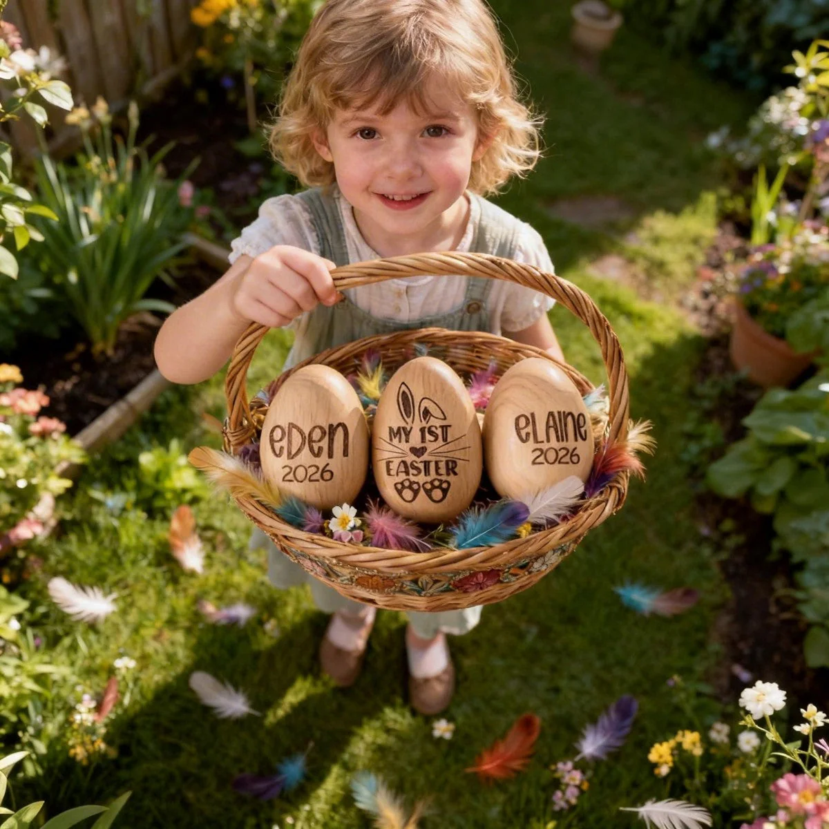 Personalized Wooden Egg Shaker | Engraved Baby Egg| Easter Basket Filler | My 1st Easter - Image 7
