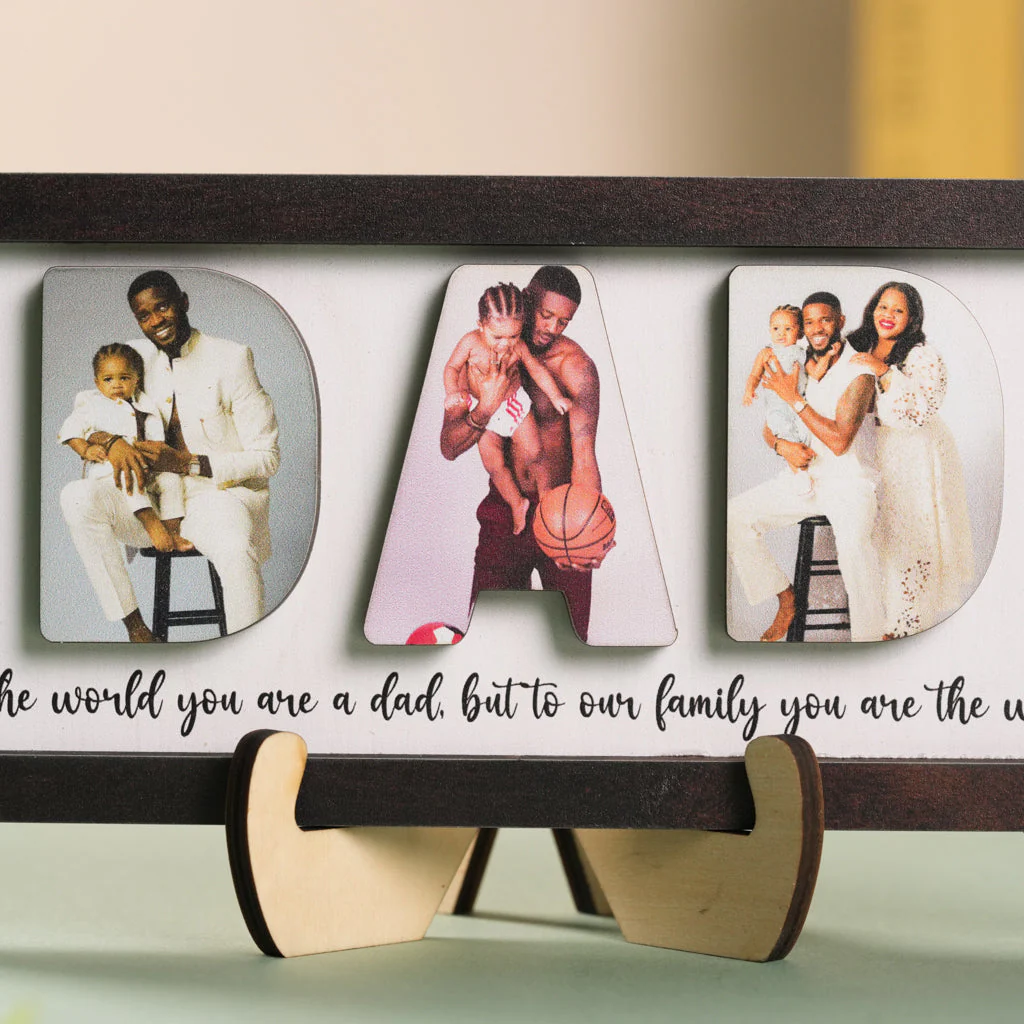 Personalized Wooden Frame for Dad with Family Photos – Father’s Day - Image 3