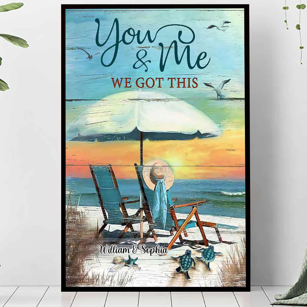Personalized You And Me Turtle Beach Couple Poster Canvas Print - Image 4