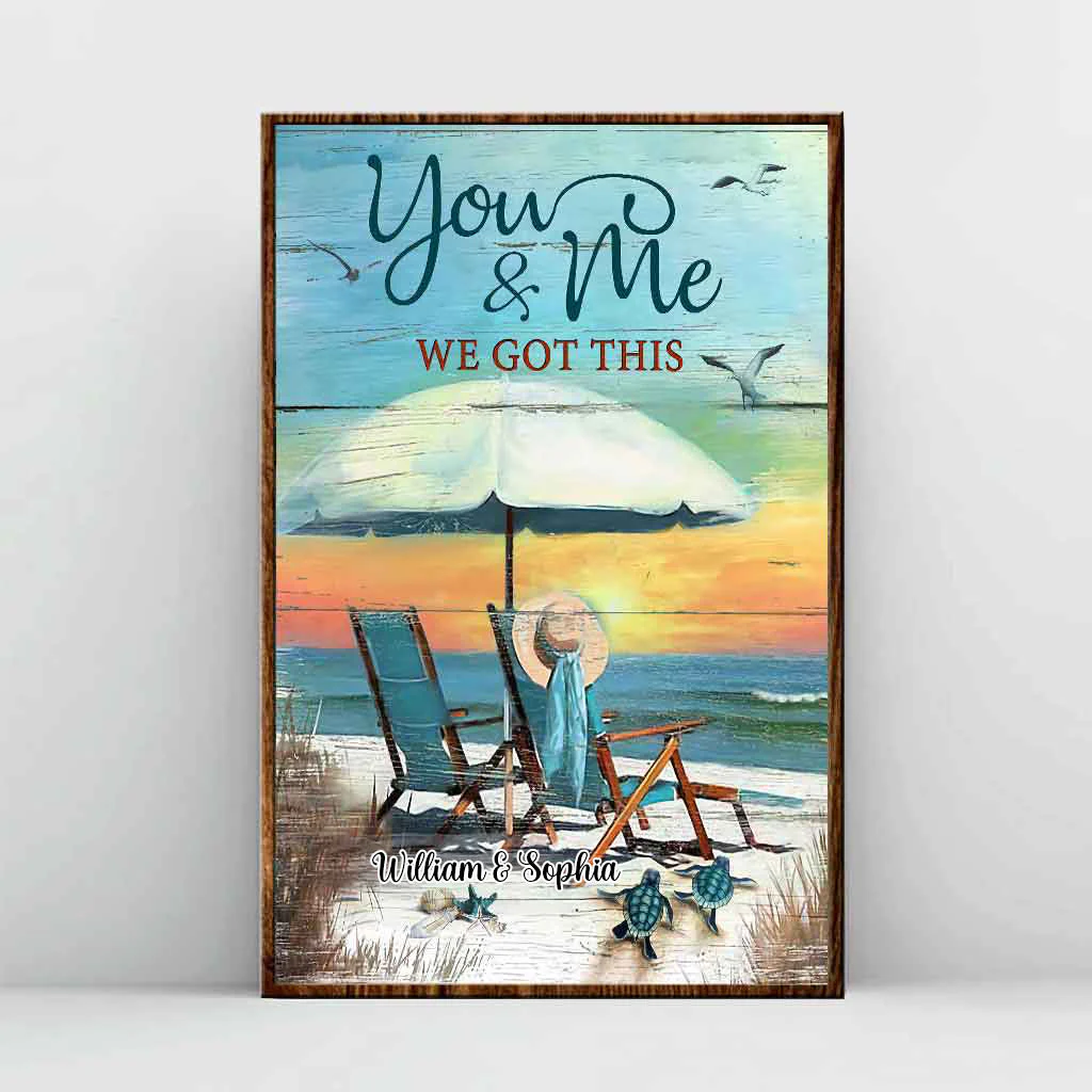 Personalized You And Me Turtle Beach Couple Poster Canvas Print - Image 5