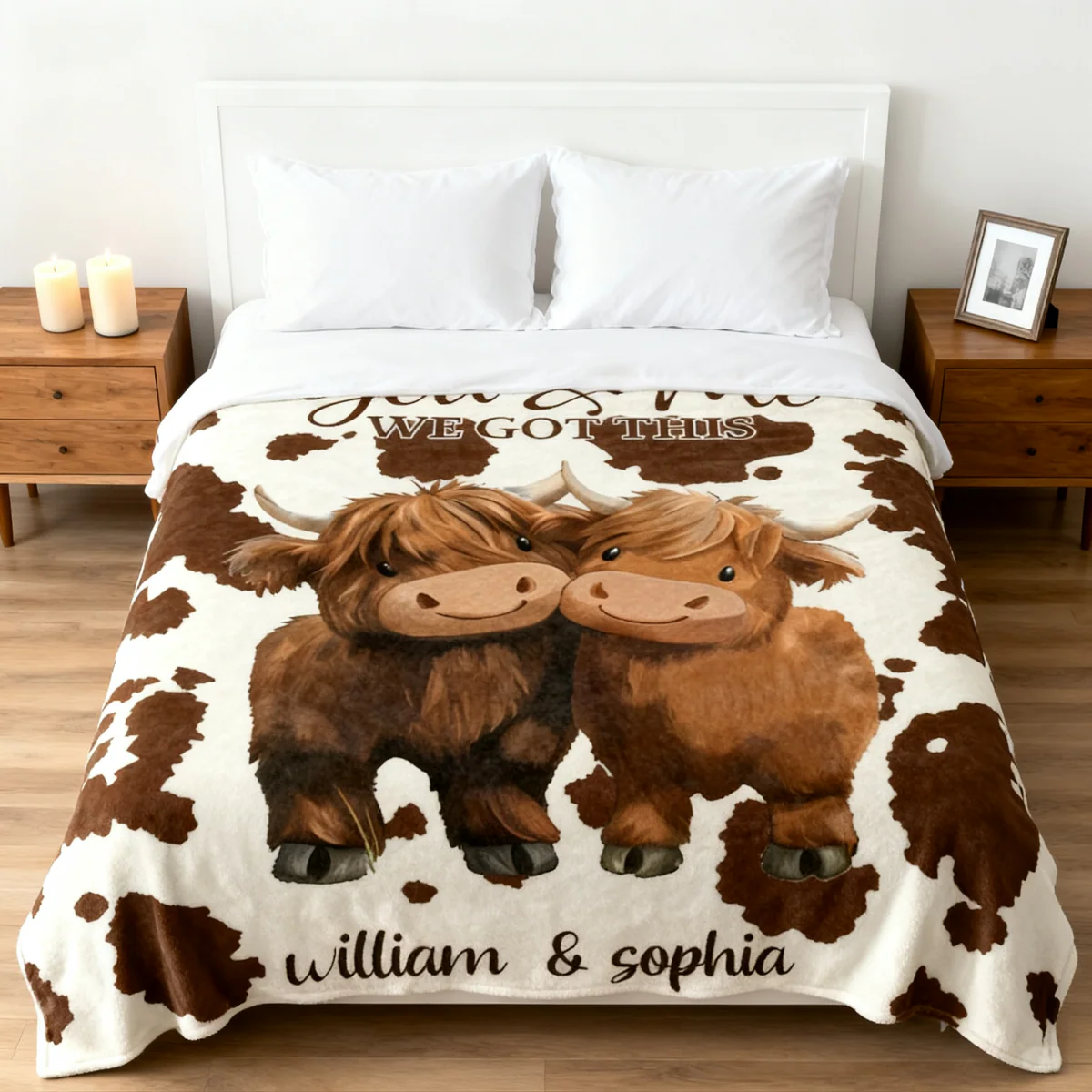 Personalized You and Me We Got This Highland Cow Couple Soft Blanket - Image 2