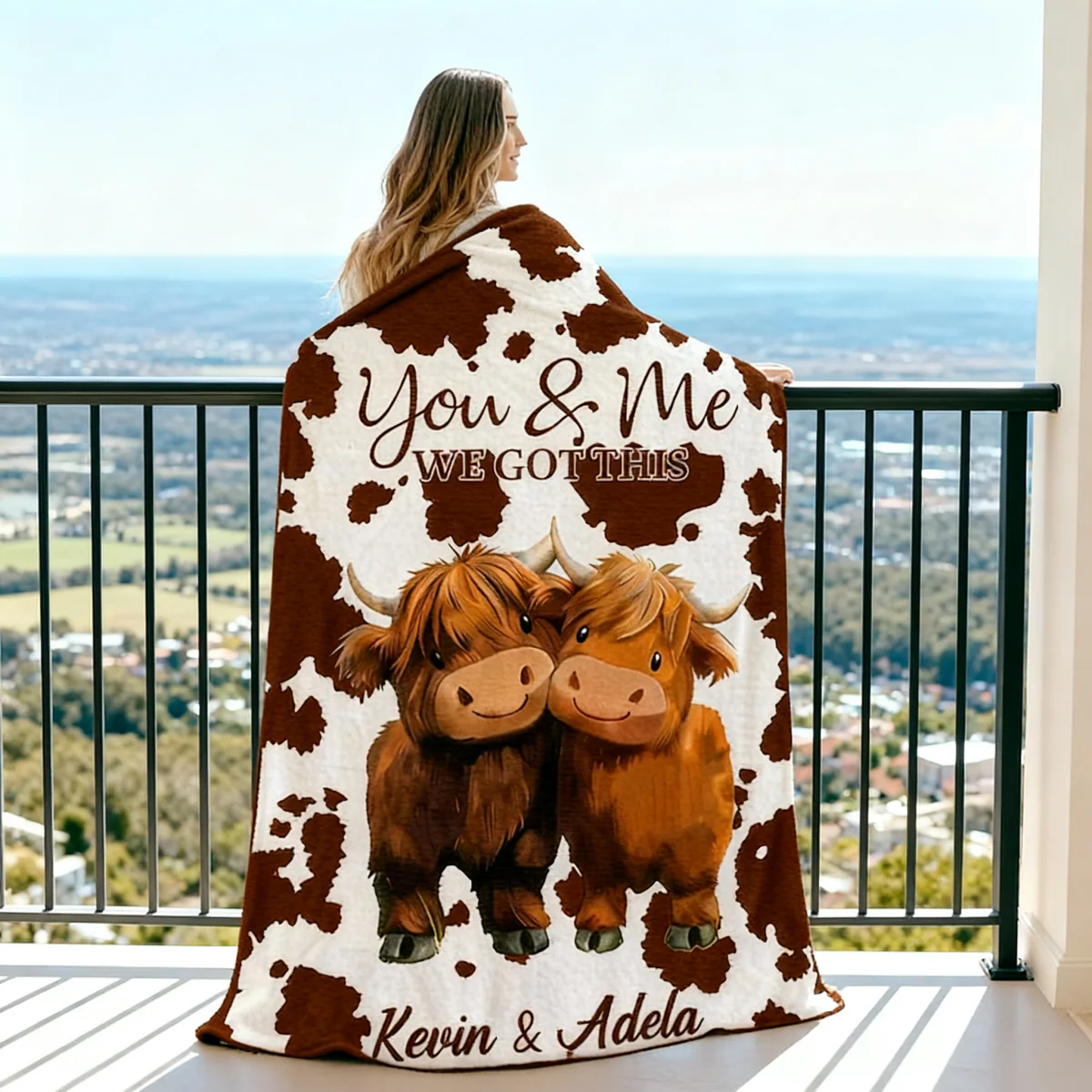 Personalized You and Me We Got This Highland Cow Couple Soft Blanket - Image 4