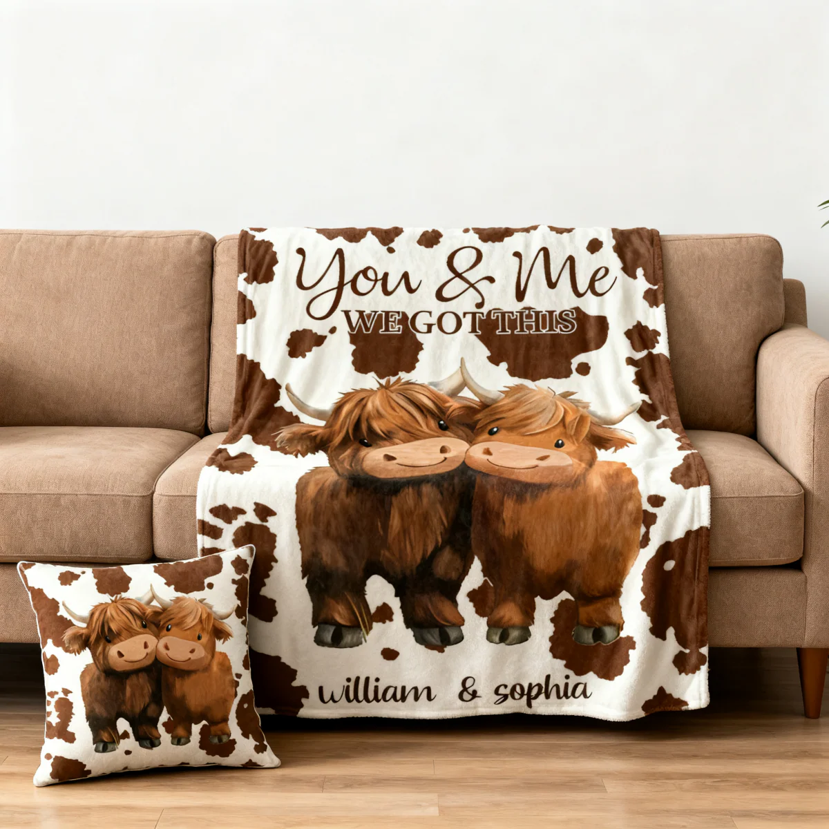 Personalized You and Me We Got This Highland Cow Couple Soft Blanket - Image 5
