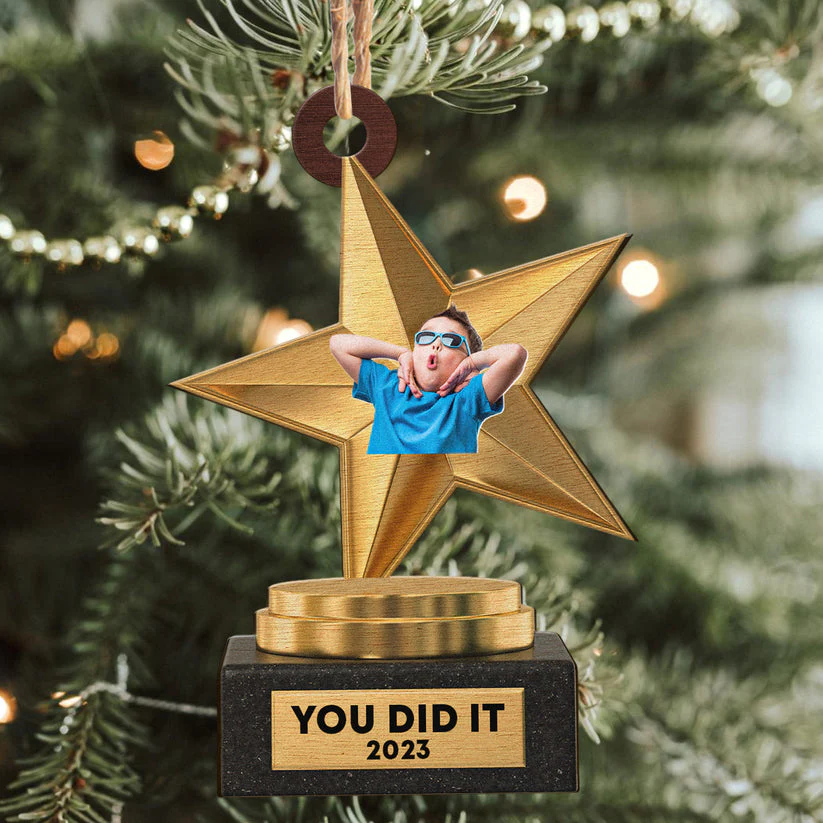 Personalized You Did It Acrylic Christmas Ornament - Image 2