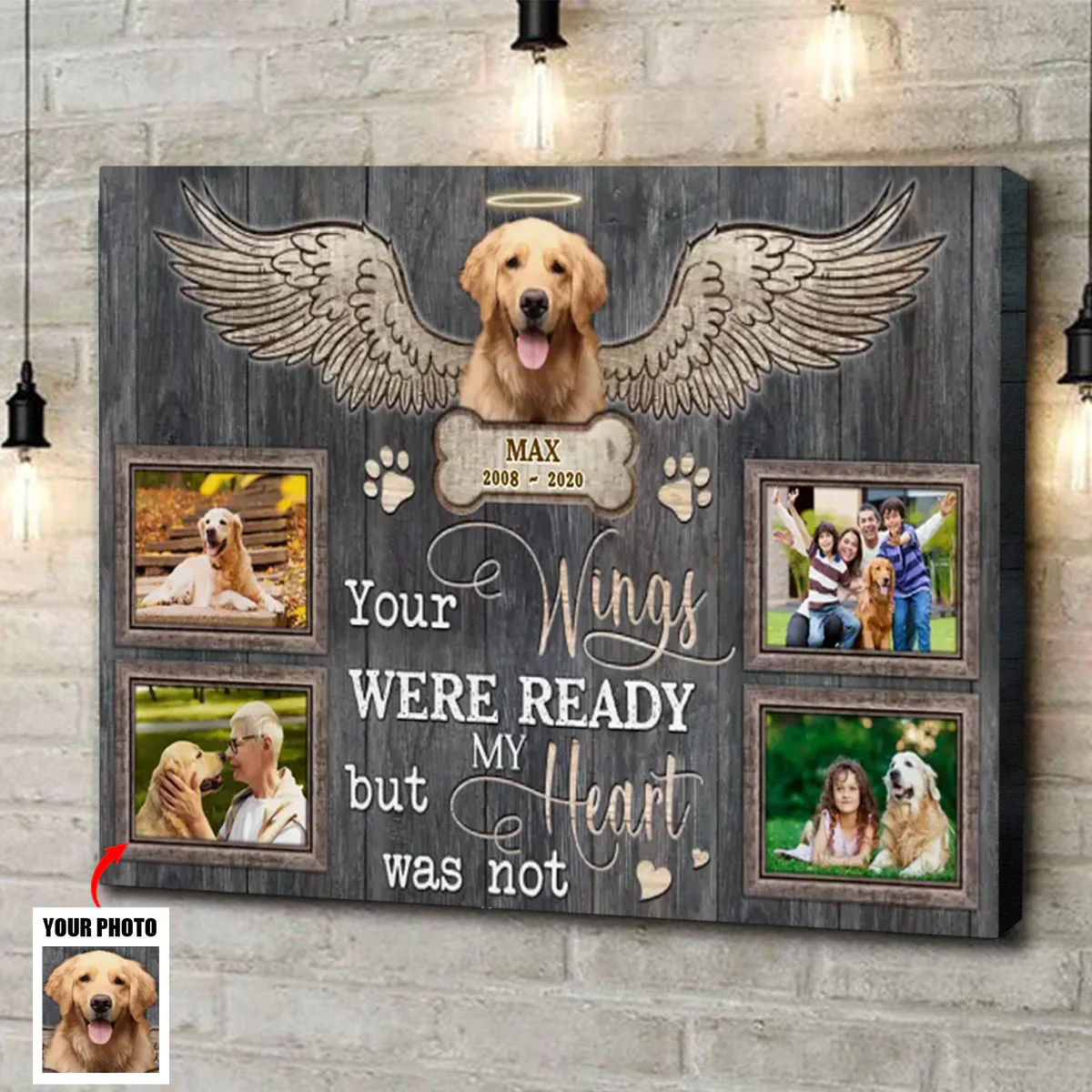 Personalized Your Wings Were Ready Canvas Prints,Gift For A Dog Lover, Pet Loss - Image 2