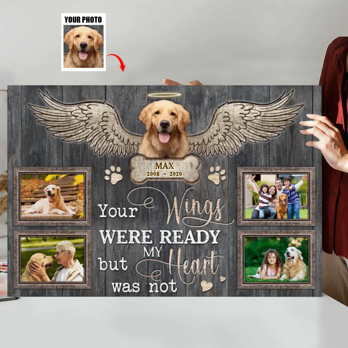 Personalized Your Wings Were Ready Canvas Prints,Gift For A Dog Lover, Pet Loss - Image 4