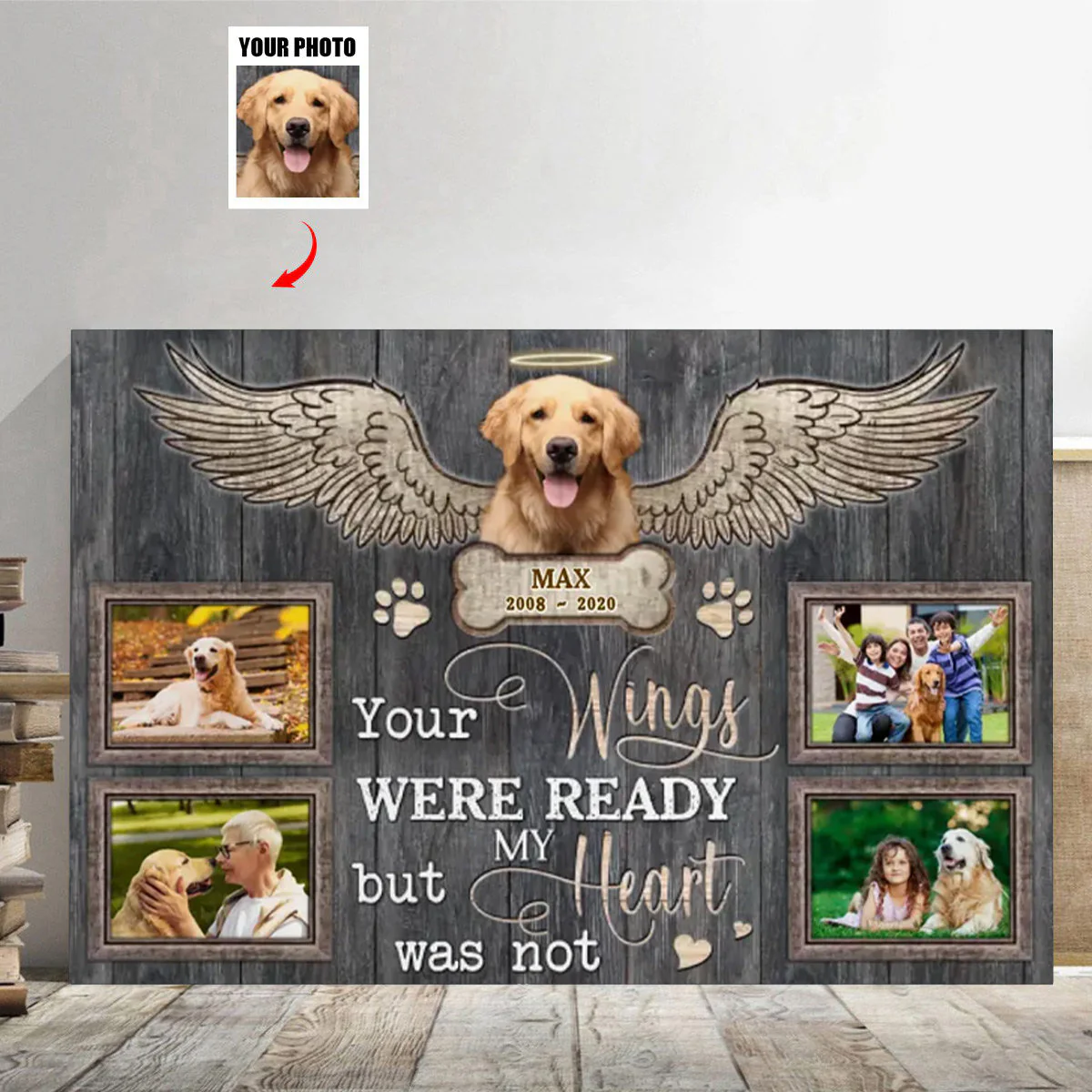 Personalized Your Wings Were Ready Canvas Prints,Gift For A Dog Lover, Pet Loss - Image 5