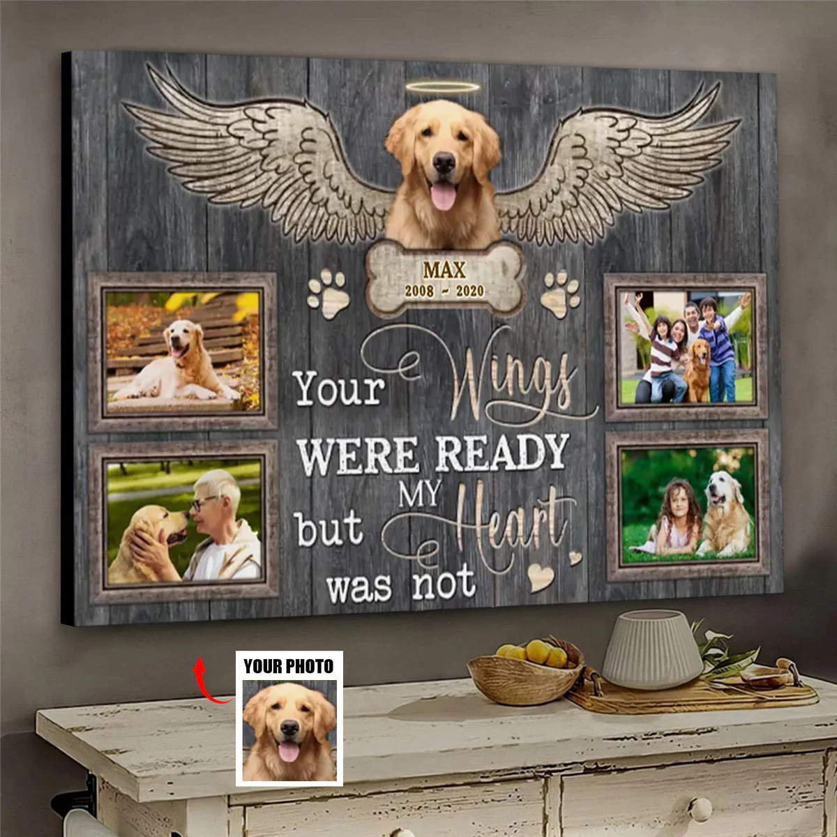 Personalized Your Wings Were Ready Canvas Prints,Gift For A Dog Lover, Pet Loss - Image 6